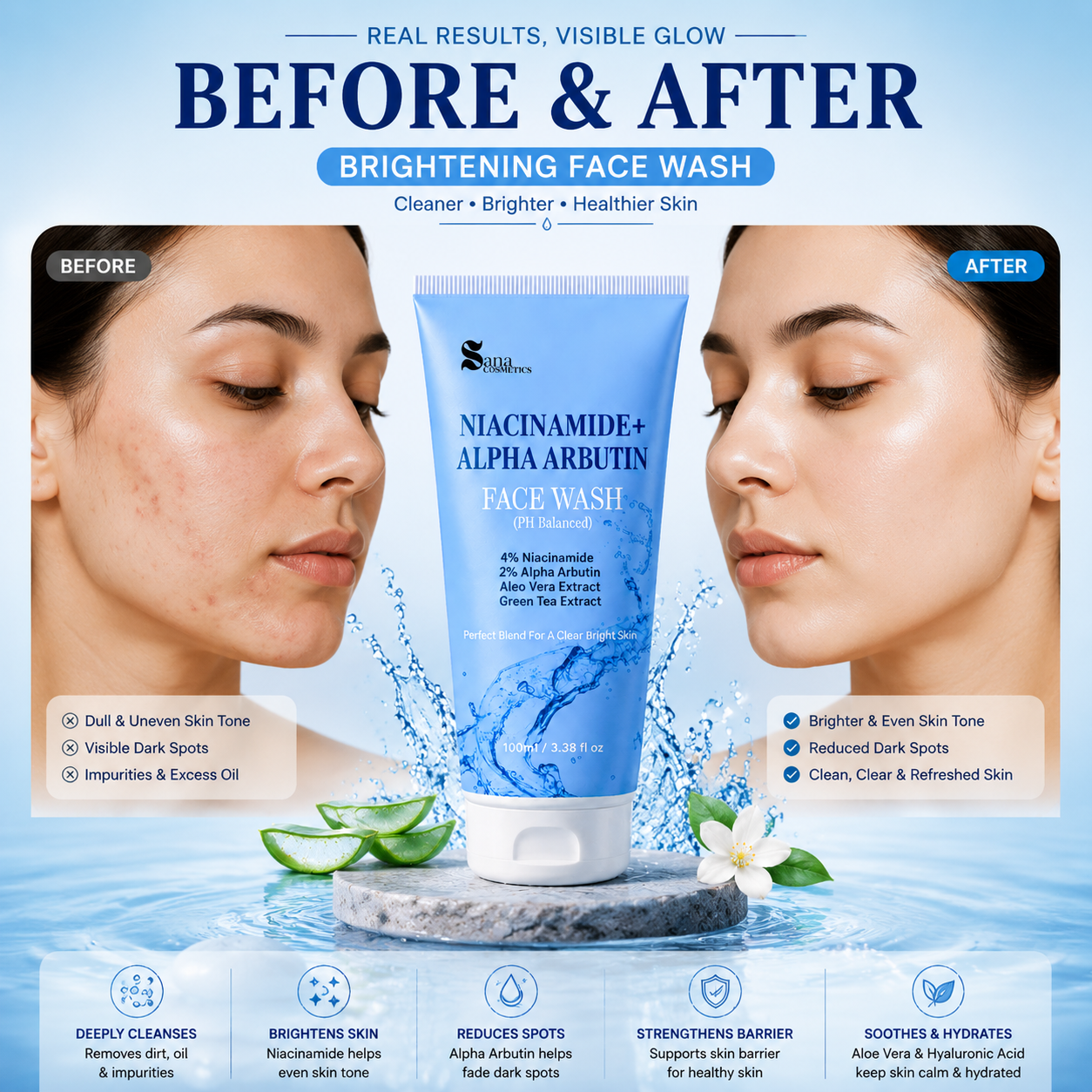 Nicinamide + Alpha Arbutin Face Wash