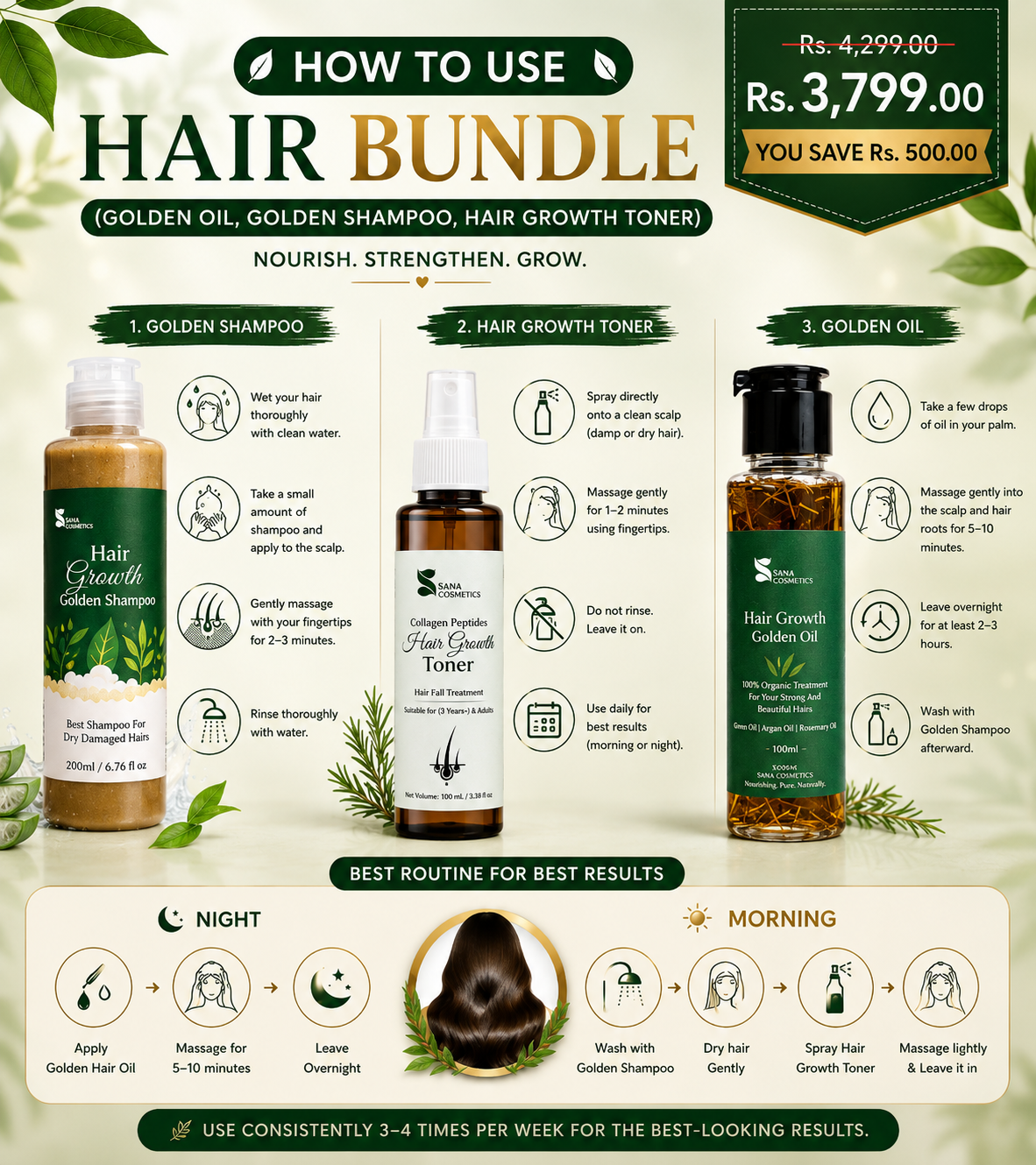 Hair Bundle (Golden Oil, Golden Shampoo, Hair Growth Toner)