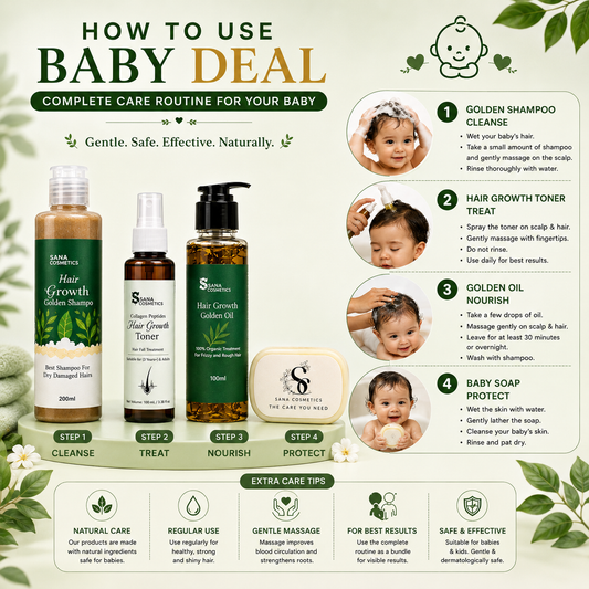 Baby Deal (Golden Oil, Golden Shampoo, hair Growth Toner,Small Baby Soap)