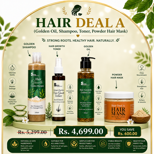 Hair Deal A (Golden Oil, Shampoo, Toner, Powder Hair Mask)