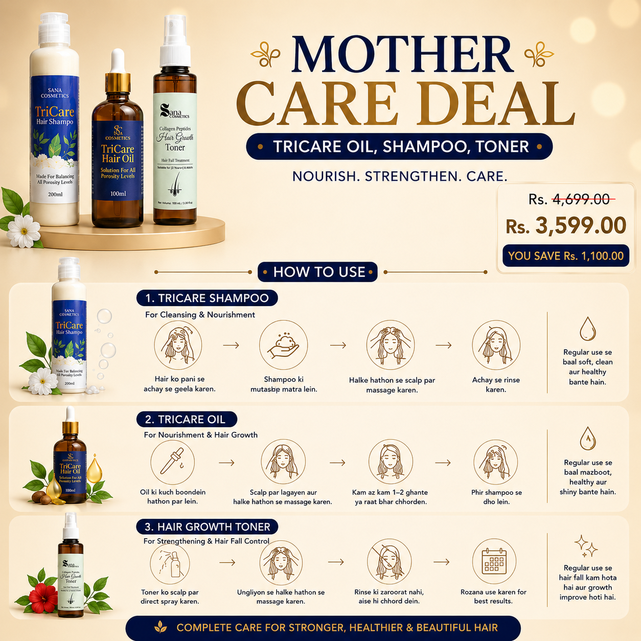 Mother Care Deal (TriCare Oil, Shampoo, Toner)
