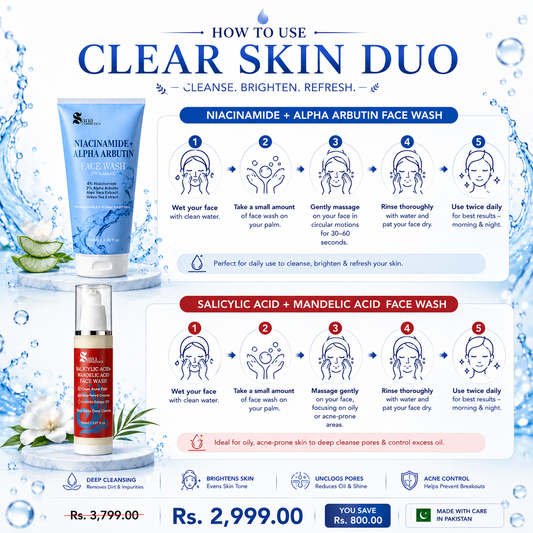 Clear Skin Duo ( Salicylic acid FaceWash, Nicinamide + Alpha Arbutin Face Wash )